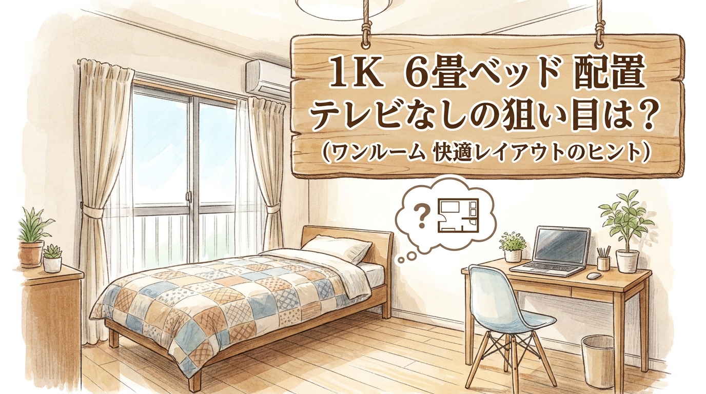 一人暮らし1K6畳のテレビなしレイアウト!狭い部屋を広く使う最強のベッド配置術