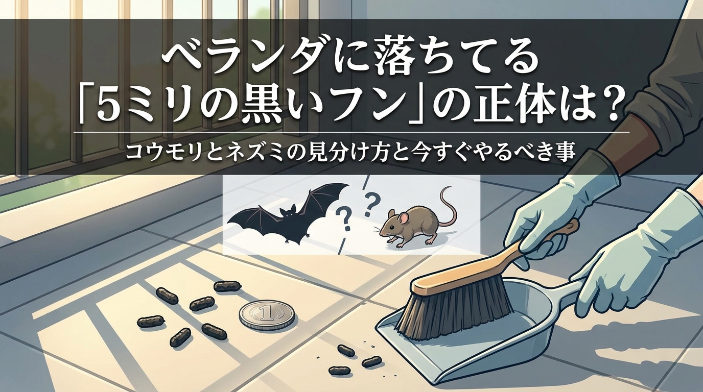 賃貸ベランダの「5ミリの黒いフン」はコウモリ?ネズミ?見分け方と傷つけない自衛策