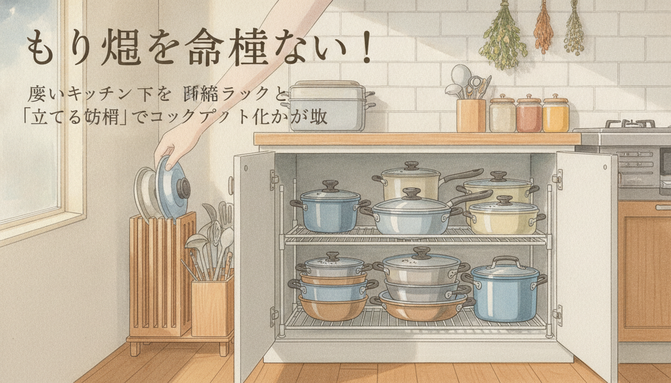 使いにくいキッチン下は「伸縮ラック」と「立てる収納」で解決します
