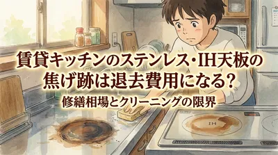 賃貸キッチンのステンレス・IH天板の焦げ跡は退去費用になる？修繕相場とクリーニングの限界