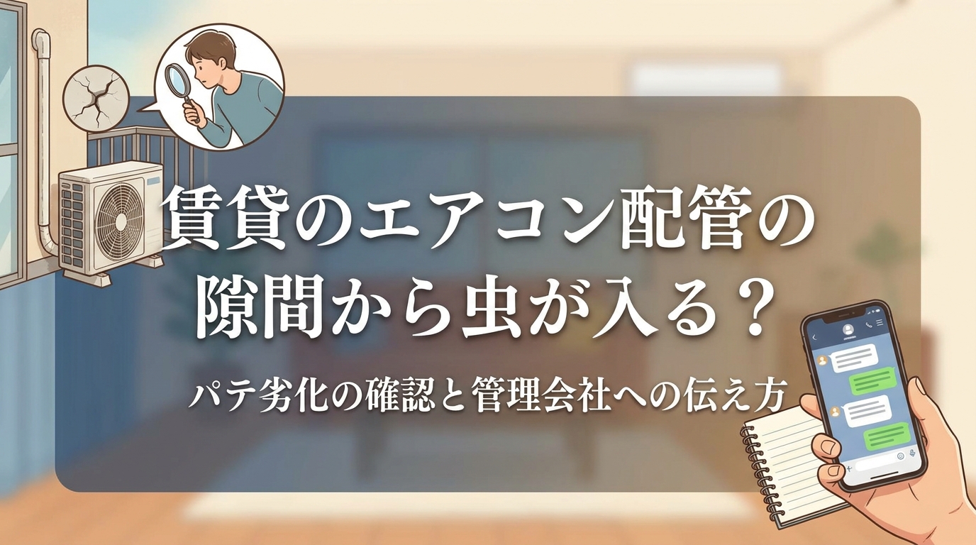 賃貸のエアコン配管の隙間から虫が入る？パテ劣化の確認と管理会社への伝え方