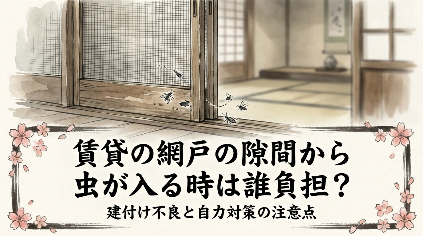 賃貸の網戸の隙間から虫が入る時は誰負担？建付け不良と自力対策の注意点