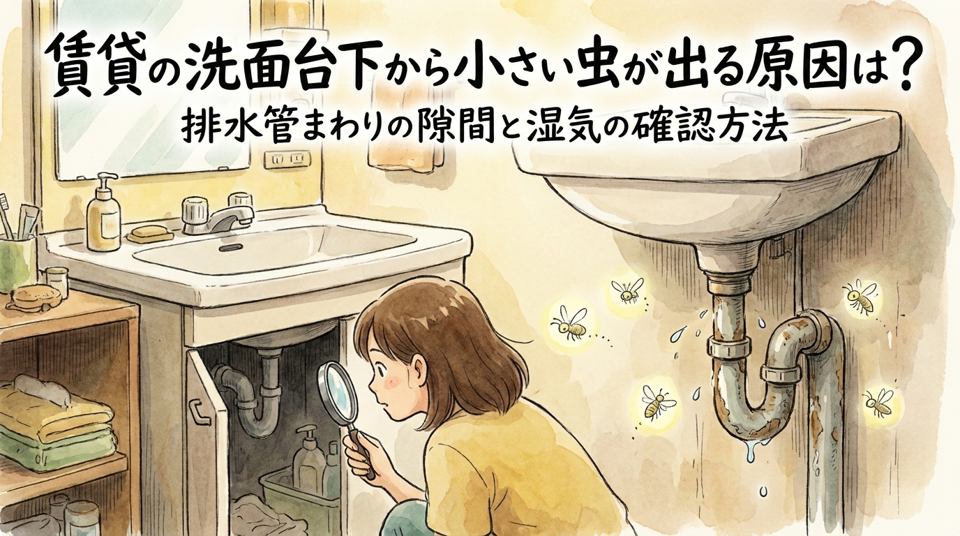 賃貸の洗面台下から小さい虫が出る原因は？排水管まわりの隙間と湿気の確認方法