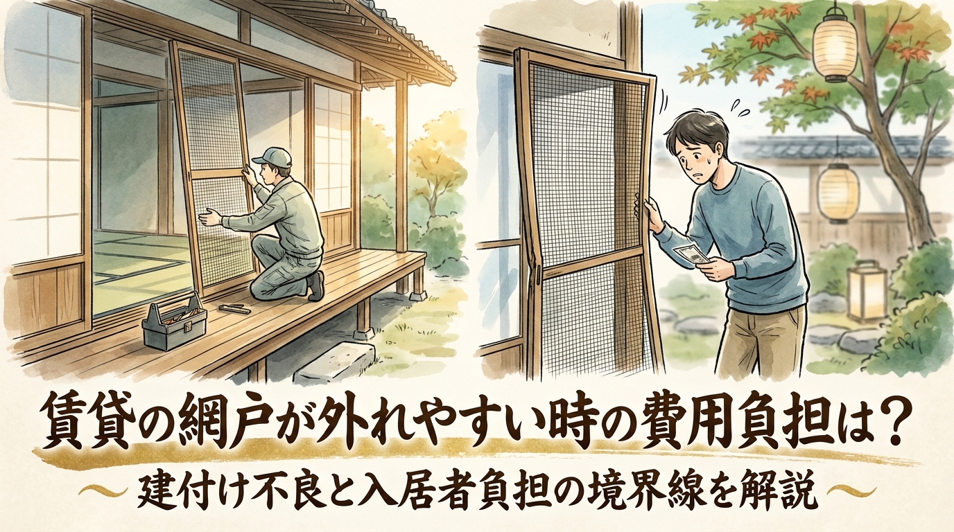 賃貸の網戸が外れやすい時の費用負担は?建付け不良と入居者負担の境界線を解説