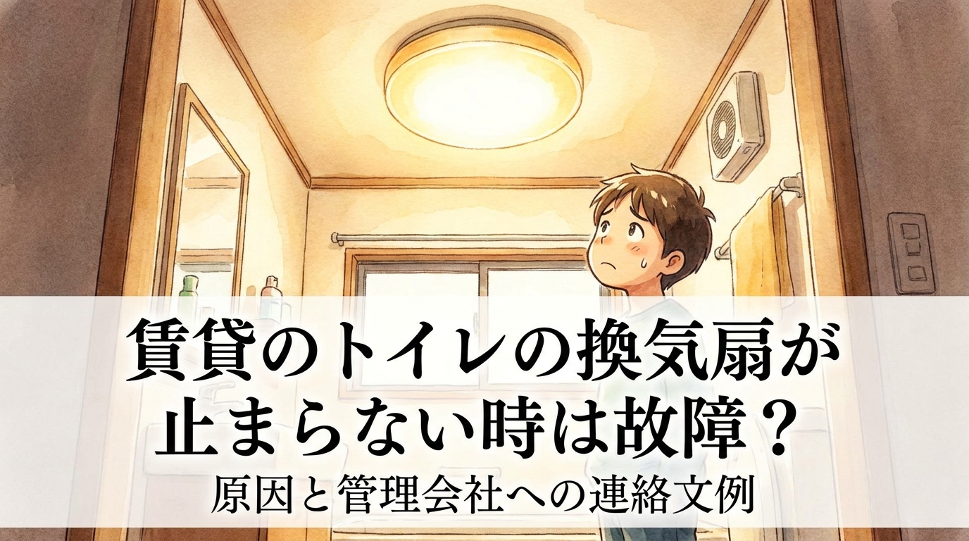 賃貸のトイレの換気扇が止まらない時は故障？原因と管理会社への連絡文例