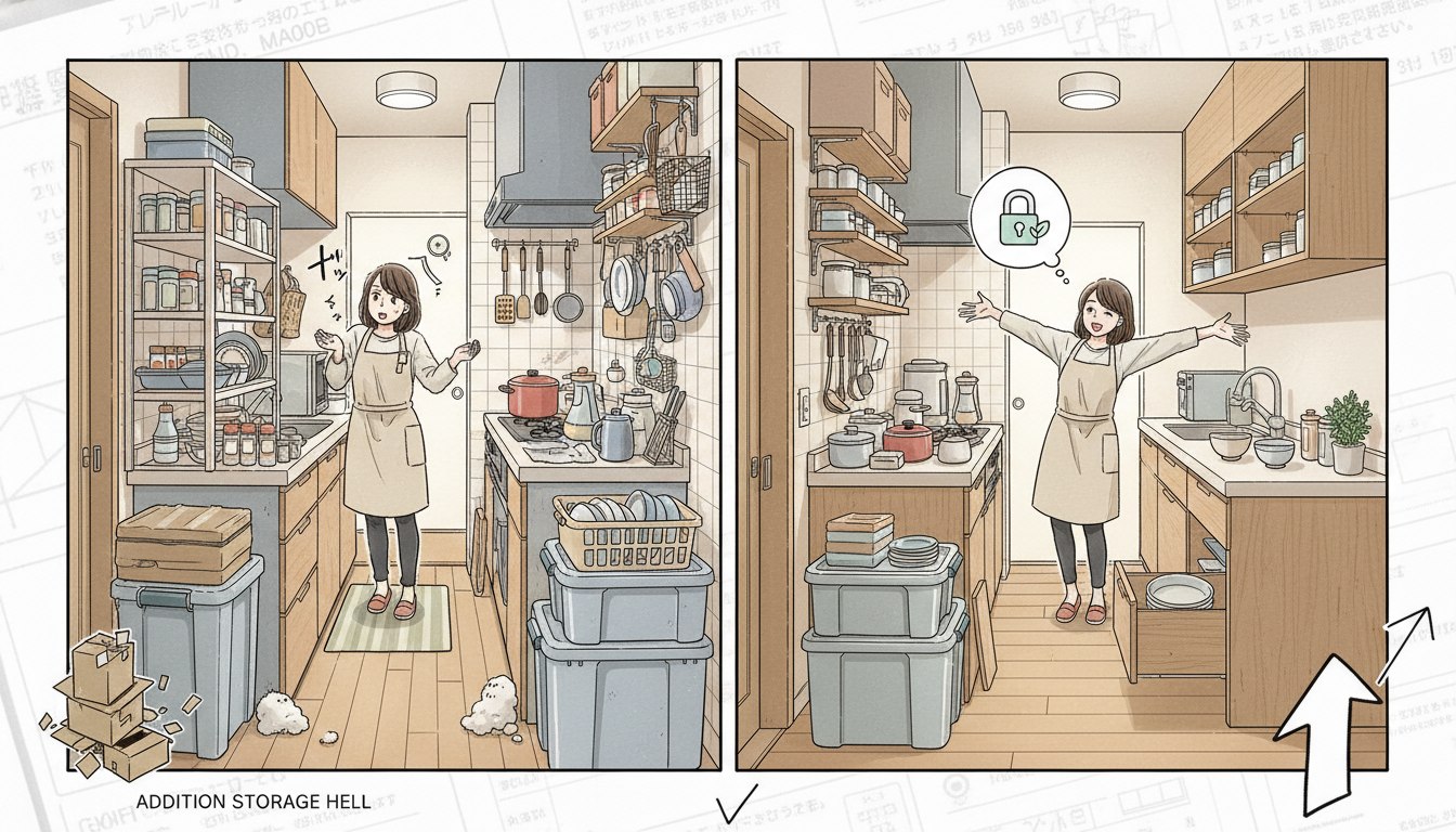 狭いキッチンで足し算収納をすると失敗しやすい理由